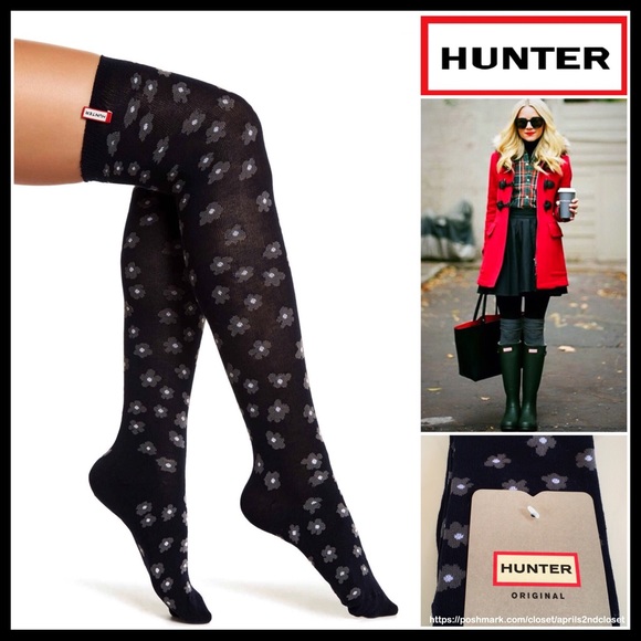 Hunter Accessories - HUNTER TALL OVER THE KNEE FLORAL PRINT BOOT SOCKS